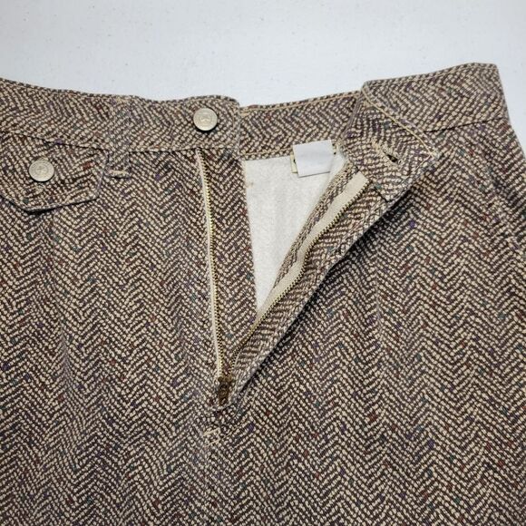 Vivaldi Jeanswear Vintage Classic Brown Herringbone Denim Midi Skirt 80s - Picture 11 of 13